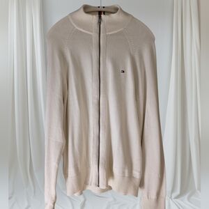 Tommy Hilfiger Men's Zip Up Cream Sweater